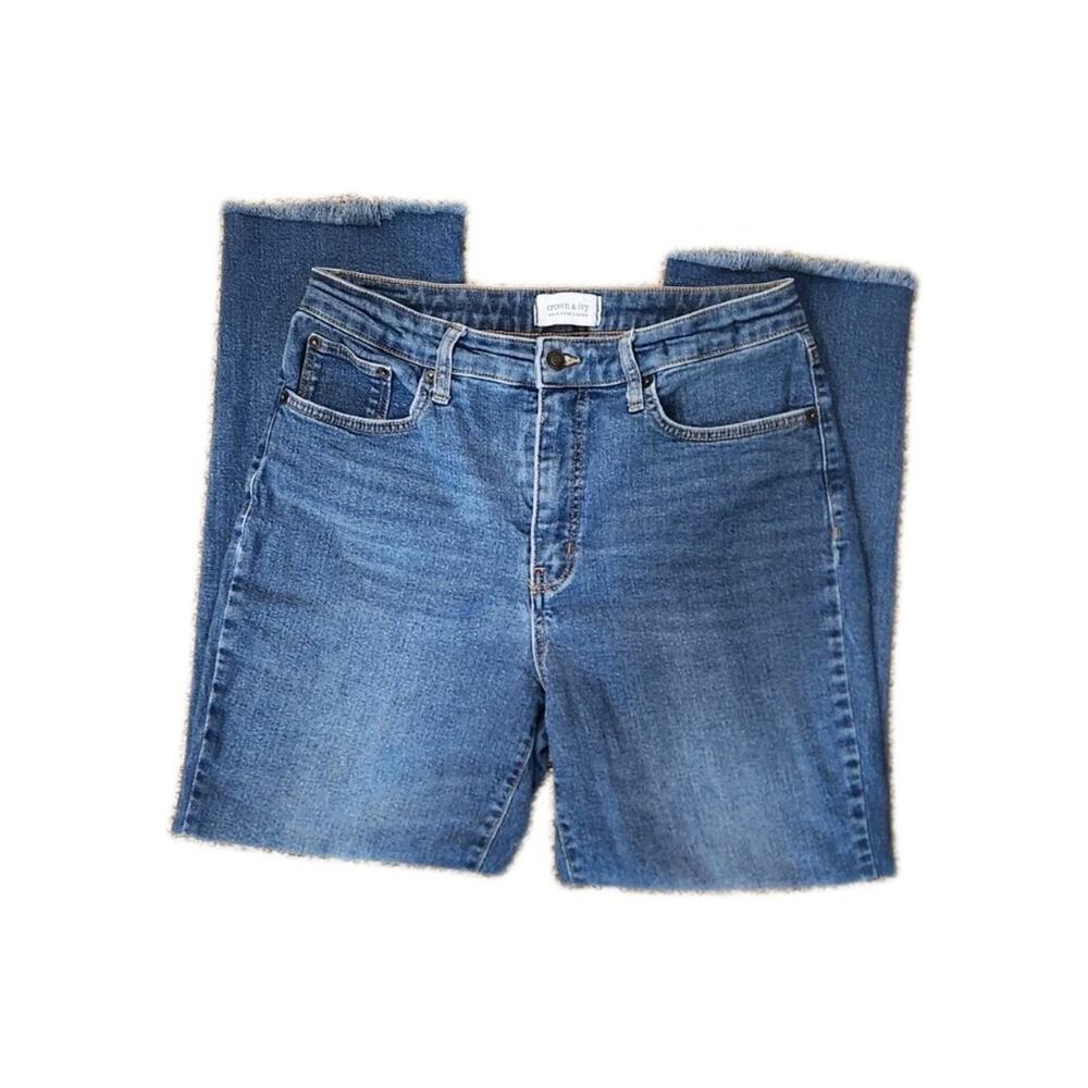 Crown & Ivy Jeans Sz 10 Frayed Cut Off Edge Crop High Rise - Picture 12 of 12